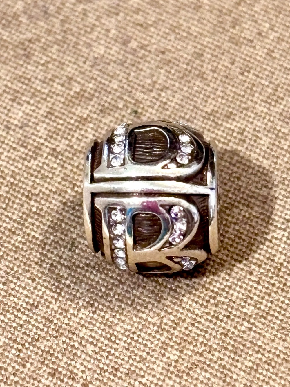 Brighton Alpha Bead initial B Upper case letter Silver with crystals Vintage - Picture 2 of 5